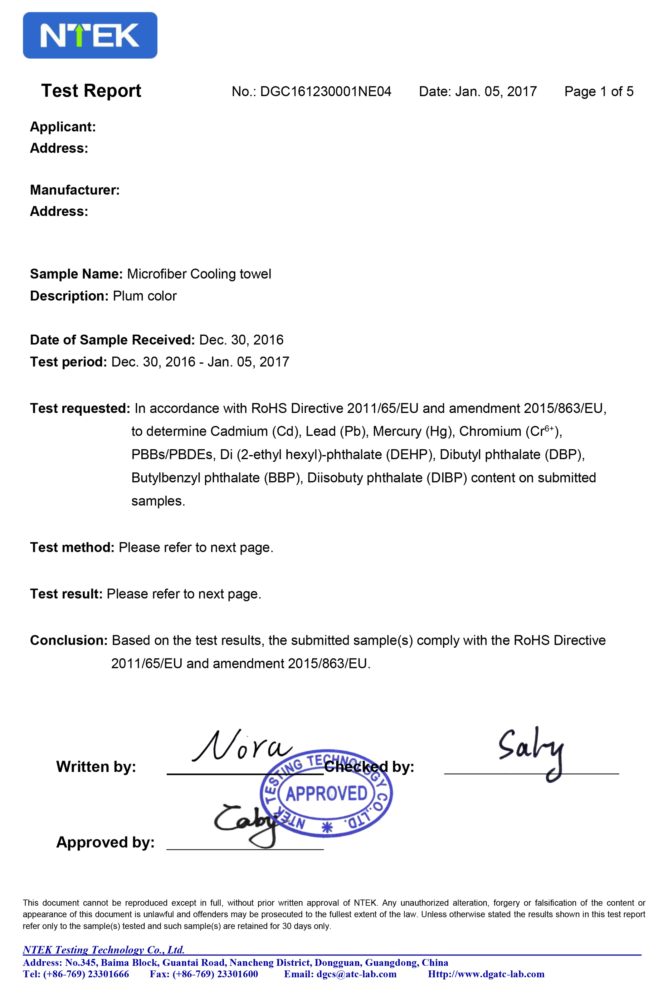 NTEK Test Report