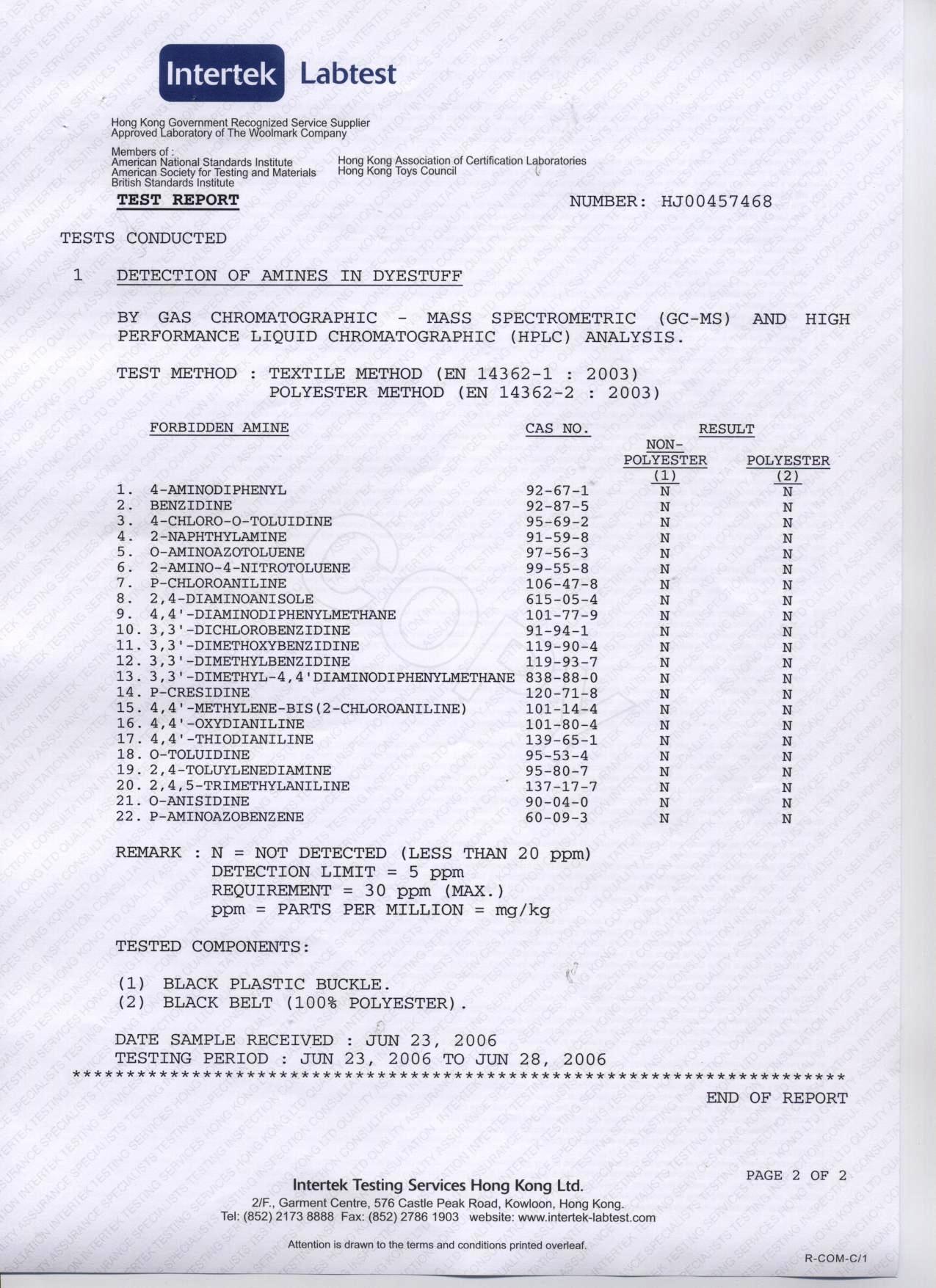 AZO free test report