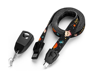 Multi-function data cable neck strap