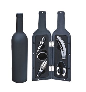 Bottle shaped wine opener set