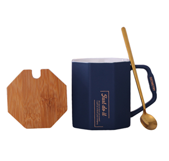 Diamond Shape mug (with bamboo cover and spoon)