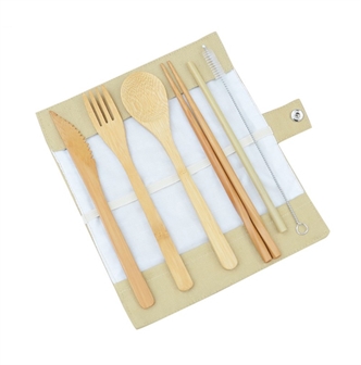 Bamboo environmentally friendly portable tableware set