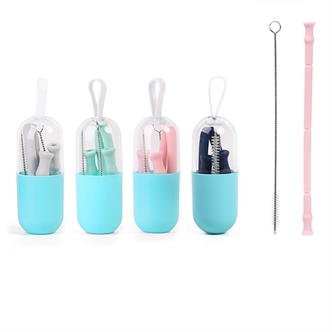 Environmentally friendly folding silicone drinking tube