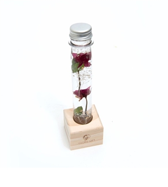 Wood-set test tube flower