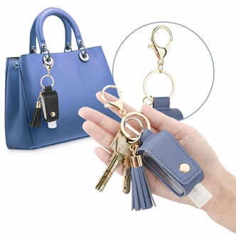 Leather hand sanitizer case key chain