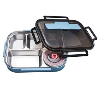 Multi-grid stainless steel lunch box with cutlery