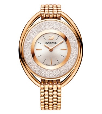 CRYSTALLINE OVAL ROSE GOLD TONE BRACELET WATCH