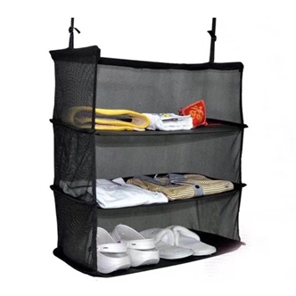 Mesh travel storage rack