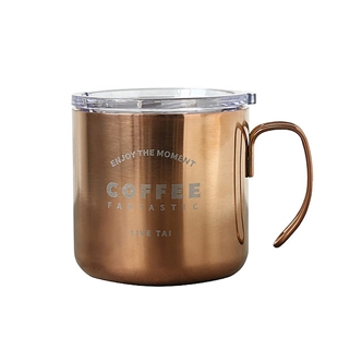 Stainless steel coffee mug with lid